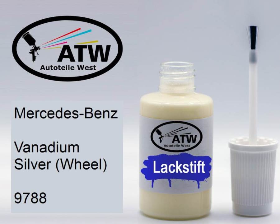 Mercedes-Benz, Vanadium Silver (Wheel), 9788: 20ml Lackstift, von ATW Autoteile West.